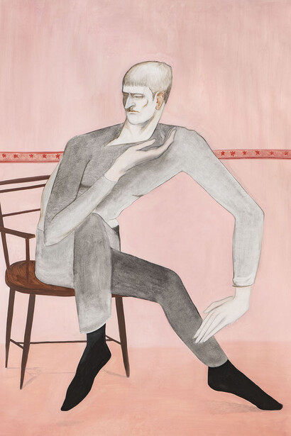 William Brickel, The Pink Room (detail) 2023. Oil on linen, 90 x 78 inches. Courtesy of Kohn Gallery