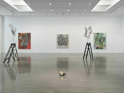 Installation view of Elliott Hundley at Regen Projects, Los Angeles, April 12 - May 17, 2014. Photo: Brian Forrest. Courtesy the artist and Regen Projects, Los Angeles