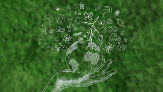 Enhance your environmental awareness with this striking image of a digital screen displaying messages for Environment Day, promoting sustainability and eco-consciousness