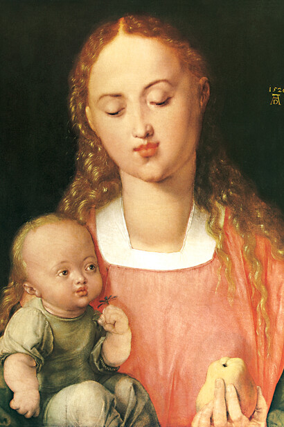 Albrecht Dürer. Madonna of the Pear, 1512. Oil on wood, 49 x 37 cm. Kunsthistorisches Museum, Vienna