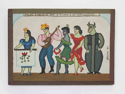Mirian Inês da Silva, Sale a Folia de Reis, a Rainha e as Pastorinhas, 1982, óleo sobre madeira, 29 x 40 cm ©Germana Monte-Mór