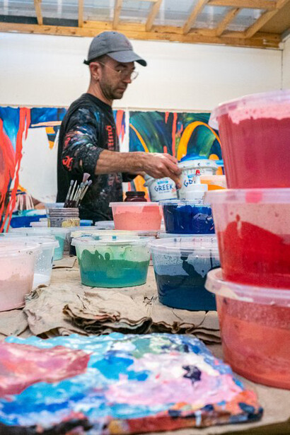 Sam Octigan in the studio. Courtesy of Backwoods Gallery