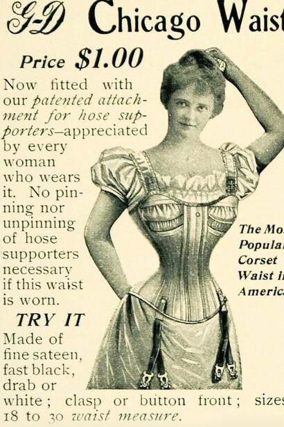 Hacia comienzos del siglo XX, los corsés evolucionaron hacia siluetas en “S” y formas más rectas, manteniendo la función de estructurar la figura, aunque ya se vislumbraba la transición hacia prendas más libres como el sostén y los vestidos menos restrictivos