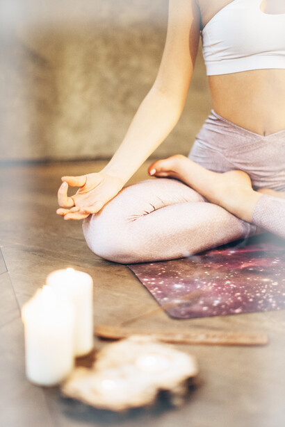 Candles burning during meditation for relaxation