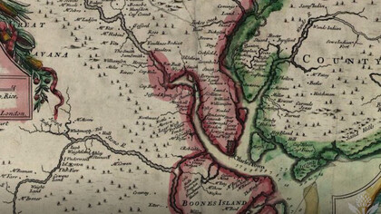Map of coastal South Carolina showing the Stono River, Charleston, and Boone’s Island—the landscape from which the 1739 rebellion for freedom began