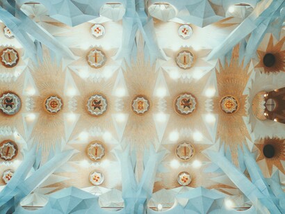 Stained glass window in Sagrada Familia