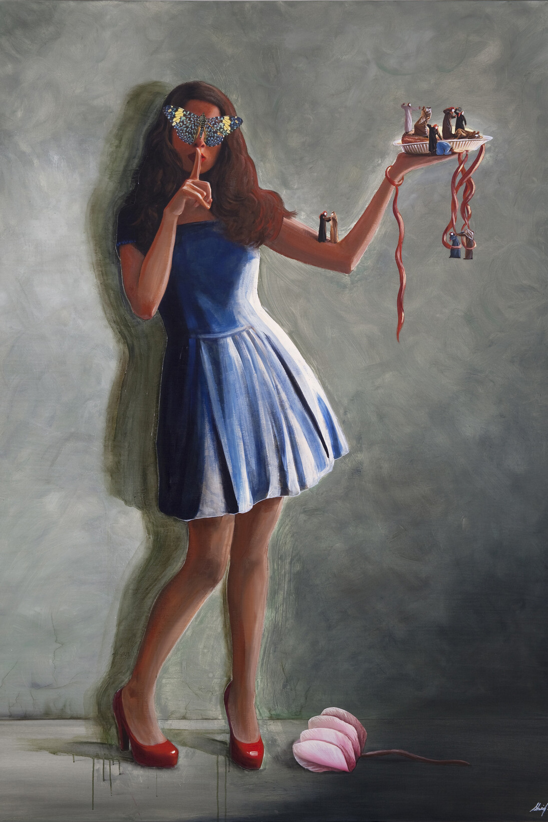 Shurooq Amin, Piece of the Pie, 2014, Mixed media on canvas, 200 x 150 cm