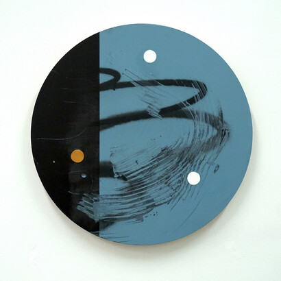 Timeline (Blue) acrylic on panel 50cm