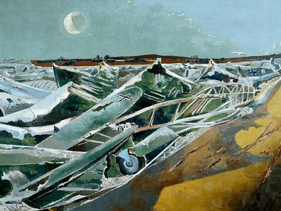 Totes Meer (German: Dead Sea) is a 1941 painting by Paul Nash. It depicts a moonlit landscape populated by a graveyard of crashed aircraft of the German Luftwaffe