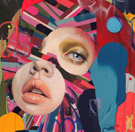 Erik Jones Sea-Fingers, 16x16 inch, 41x41cm. Watercolor, colored pencil, water-soluble wax pastel, acrylic on Rives bfk paper mounted to panel