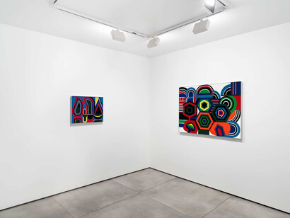 Jean Dewasne, vue de l'exposition. Avec l'aimable autorisation d'Almine Rech