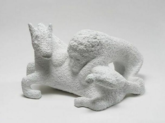 Matt Johnson, Lion Attacking a Horse, 2013, Bronze with patina, 33 x 58.4 x 43.2 cm, 13 x 23 x 17 ins, Copyright The Artist, Courtesy Alison Jacques Gallery, London