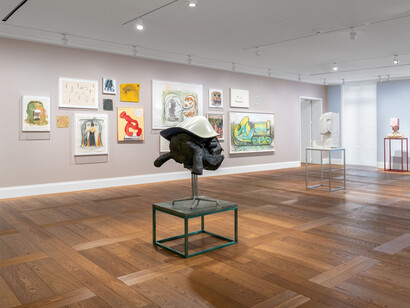 Nicole Eisenman, with, and, of, on sculpture, exhibition view. Courtesy of Hauser & Wirth Gallery