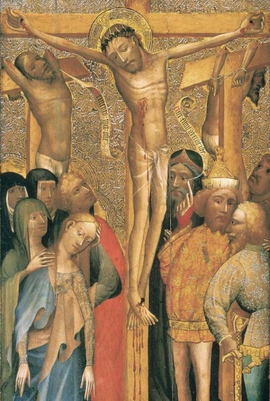 English School, c. 1395, The Crucifixion, Oil on panel; 92.5 x 48.5 cm, The Berger Collection at the Denver Art Museum, Image courtesy of Denver Art Museum