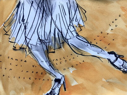 Vittorio Nava. Ballerina con gonna plissettata
