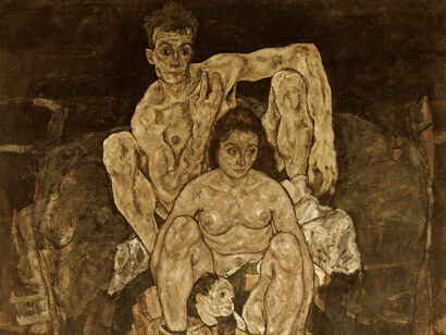 En «La familia» (1918), Egon Schiele se pintó a sí mismo, a su esposa  y al niño que esta esperaba poco antes de morir ambos a causa de la epidemia de influenza