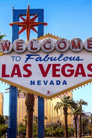 Il cartellone di benvenuto a Las Vegas, Nevada, US
