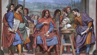 Ottavio Vannini; Miguel Ángel mostrando a Lorenzo el Magnífico el busto de un fauno, Palazzo Pitti, Florencia