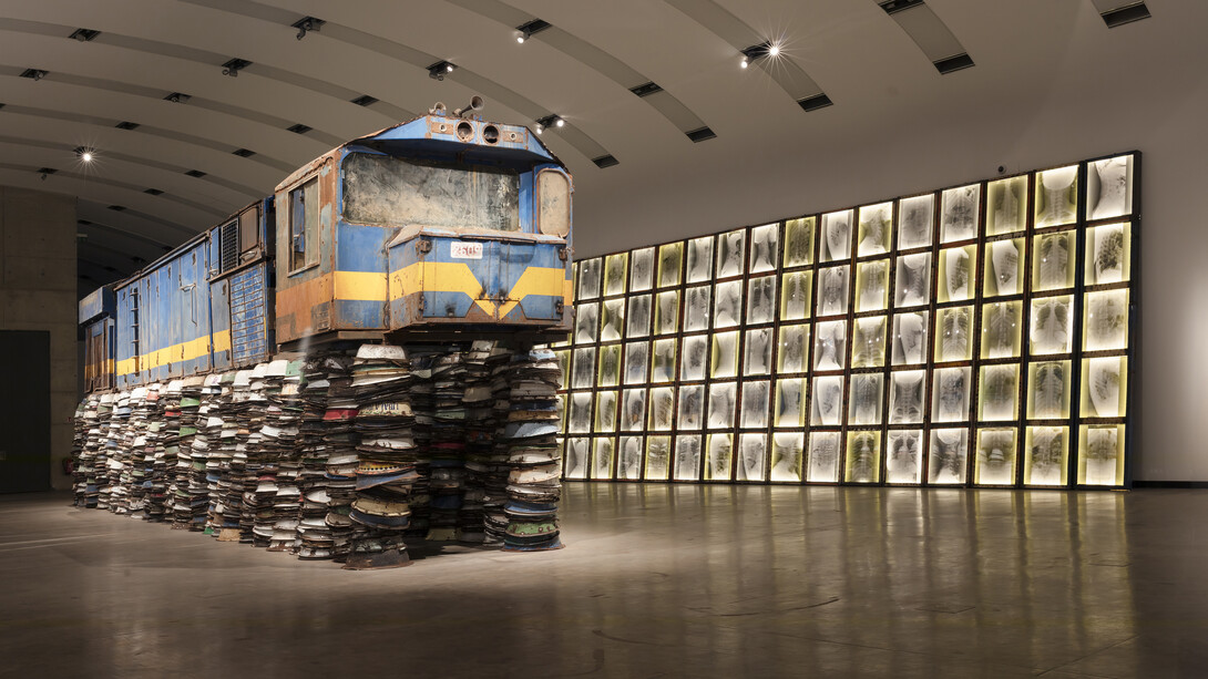 Ibrahim Mahama, Zilijifa,  ausstellungsansicht. Mit freundlicher genehmigung der Kunsthalle Wien