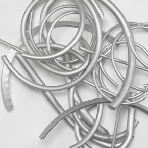 John Clement, Tales of Brave Ulysses (detail), 2022. 
62 x 70 x 25 in, Various Aluminum Elements, welded, sandblasted and sealed, wall work. Courtesy of the artist and Leila Heller Gallery