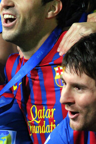 Iniesta, Messi y Puyol, 2011
