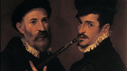 Bartolomeo Passarotti. Doppio ritratto con suonatore di cornetto