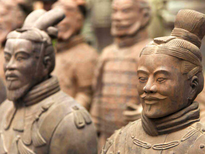 Rostros de los Guerreros de terracota, en el Mausoleo de Qin Shi Huang, China