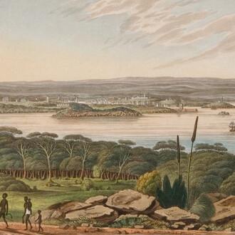 Joseph Lycett, Distant view of Sydney, from the light house at South Head, New South Wales, 1825. Courtesy of Museums of History NSW