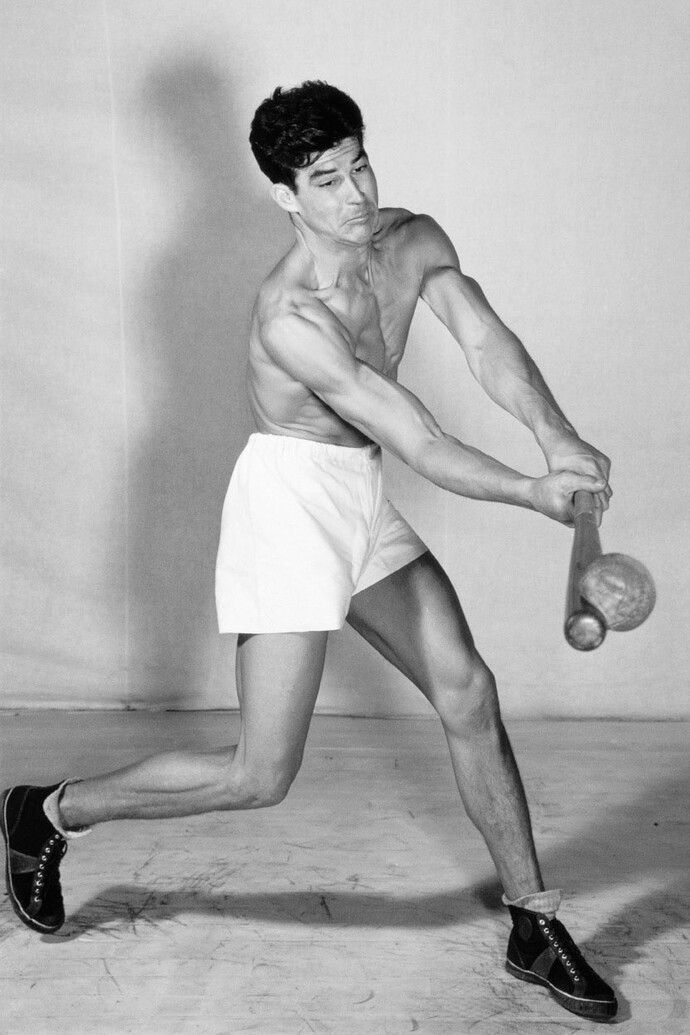 Harold Edgerton, The Bat Bends (Baseball), 1938, Gelatin silver print, 45 x 30 inches, 114.3 x 76.2 cm. © Estate of Harold Edgerton at MIT; courtesy of Palm Press, Inc.