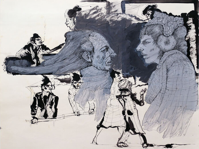 Kim Jones, Untitled, 1971-2014, Ink and acrylic on paper, 22.8 x 28.5 inches