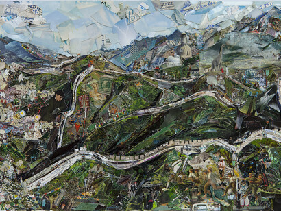 Vik Muniz, The Great Wall of China (Postcards from Nowhere), 2014, Digital C-print, 180.3 x 270.5 cm (71 x 106 ½ in.), Edition of 10 + 5 AP, 101.6 x 152.4 cm (40 x 60 in.), Edition of 10 + 5 AP 
