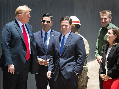 President Donald Trump, alongside Acting Secretary Chad Wolf and Acting Commissioner Mark Morgan, visited Yuma, Arizona, on June 23, 2020, to mark the achievement of constructing 200 miles of new border wall along the southwest border