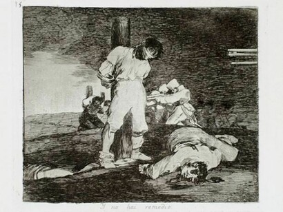 Francisco Goya. Y no hai remedio (And There Is No Remedy) from The Disasters of War, ca. 1811-12 (1st edition, printed 1863). Etching, drypoint, burin, and lavis, 5 11/16 x 6 1/2 in. Pomona College Museum of Art, Gift of Mr. Norton Simon, P74.67