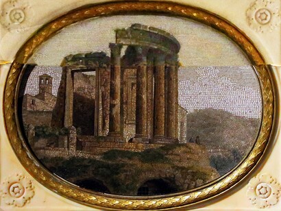 Gioacchino Barberi - ripiano di tavolino con micromosaico da un dipinto di Alexander Orlovski, 1830-1833