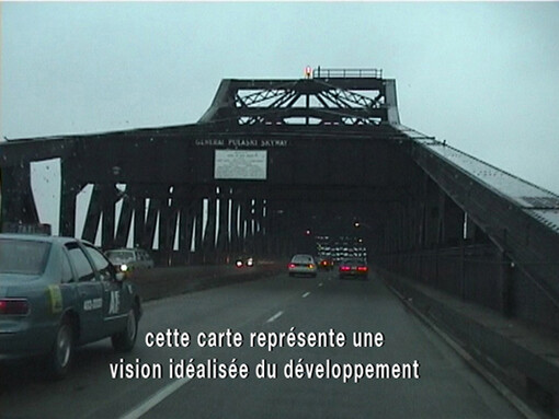 Alain Bublex, 36-mile drive, 1994-2009, vidéo, version française 91’ – version anglaise 90’, chaque version : édition de 2