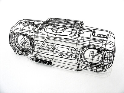 Thomas Raschke, Ghettoblaster, 2009, soldered iron wire