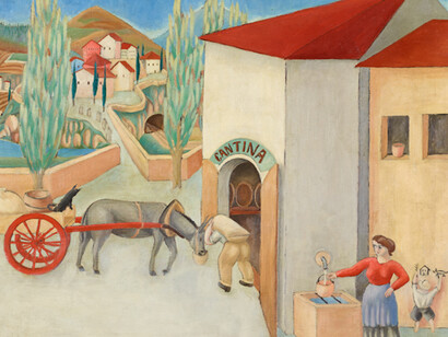 Gigiotti Zanini, "Paesaggio con carretto", (1919), Mart, Deposito Fondazione Cassa di Risparmio di Trento e Rovereto