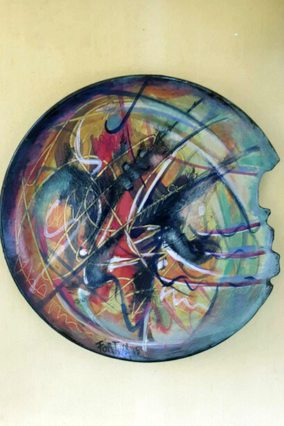 Mariposa, 2015 - Piatto in acrilico su ceramica, diametro cm 20 