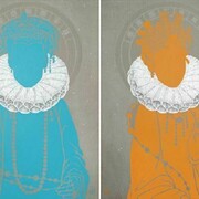 28 Star Mansions, 2012, Ink and acrylic on linen, diamond dust, 4 panels (detail) : 114 x 81 cm each
