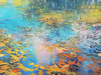 David Dunlop - Water Patches, Oil on aluminum, 36x36 inches