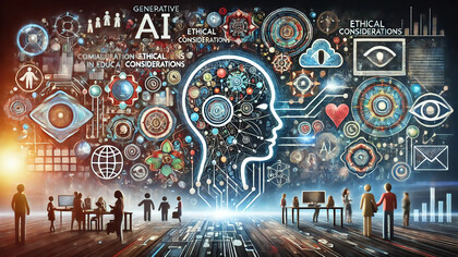 An abstract representation of generative AI, showcasing the dynamic interplay between technology and communication across various modalities