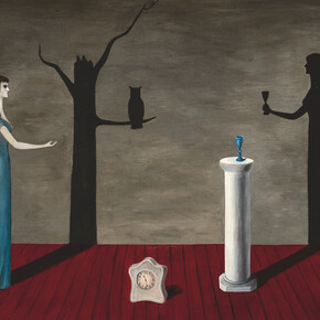 Gertrude Abercrombie, "Strange Shadows (Shadow and Substance)", 1950. Oil on canvas. 22 x 36 in. (55.9 x 91.4 cm). Private Collection, Illinois. Photo by Michael Tropea