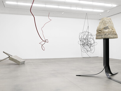 Installation view Monika Sosnowska "Structural Exercises", Hauser & Wirth London, 1 December 2017 to 10 February 2018. © Monika Sosnowska. Courtesy the artist and Hauser & Wirth. Photo: Alex Delfanne