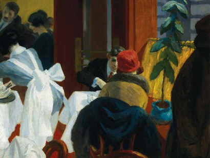 New York Restaurant di Edward Hopper ,olio su tela, 1922