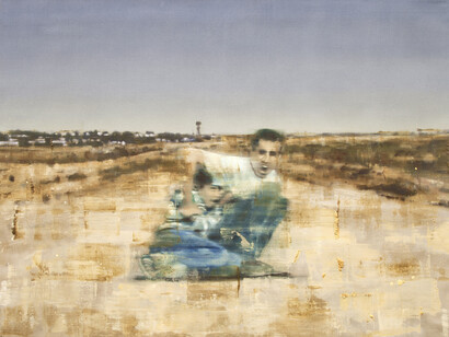 John Keane, Hopeless in Gaza (Road to Settlement), 2002, Oil on linen, h. 137 x w. 183 cm, © John Keane, courtesy of Flowers Gallery, London and New York