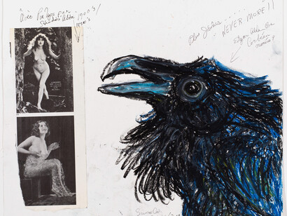 Simone Gad,
Maiden Assembly No. 278 (detail), 2018/2019,
Oil pastel, ink and collage on paper.
14 x 17 inches. Courtesy of Track 16 Gallery, Los Angeles