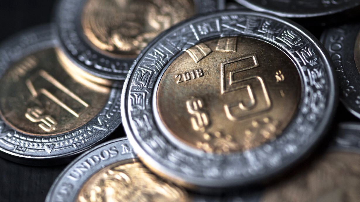 Monedas de pesos mexicanos