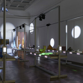 Neïl Beloufa, Humanities, exhibition view. Courtesy of Kunsthalle Basel