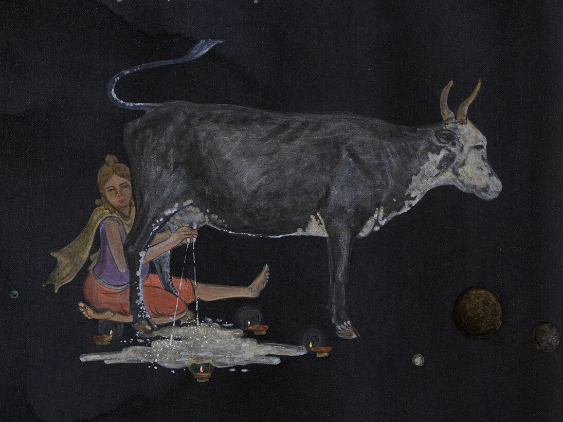 NS Harsha, Why (detail), 2014, Acrylic on canvas, 61 x 86 cm, 24 1/8 x 33 7/8 in, Courtesy the Artist and Victoria Miro, London © NS Harsha