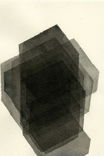 Antony Gormley, Manifold XI, 2014, Carbone et caséine sur papier, 18.8 x 13.8 cm © Antony Gormley, Courtesy Galerie Thaddaeus Ropac Paris/Salzburg